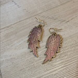 Gold and Pink Wing Earrings
